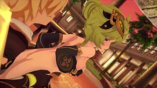 garden scene with collei from genshin impact.