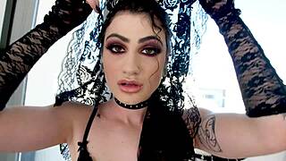 Lydia black takes huge cock in pov blowjob deepthroat and swallows cum