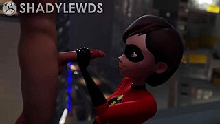 Helen parr gives rooftop handjob in 3d
