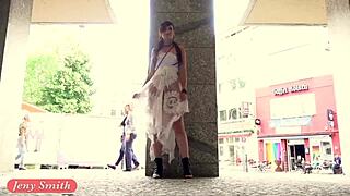 Yo, Jeny Smith struts in a see-through dress with no panties in public! 🔥