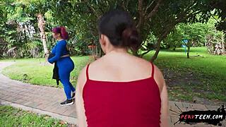 we're banging in a public park, ignoring everyone walking by