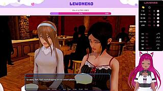 Vtuber lewdneko moans during outdoor masturbation in harem hotel