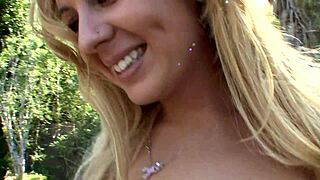 Two Studs Fuck Blonde Teen Mae Meyers on Couch