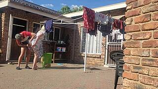 old cuckold watches troubled man fuck his wife doggystyle outdoors