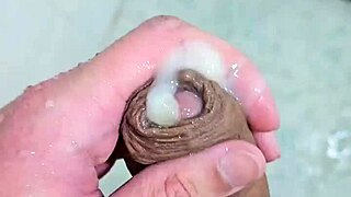 Enjoying a pleasurable cum in the shower, what a contrast to daily routine