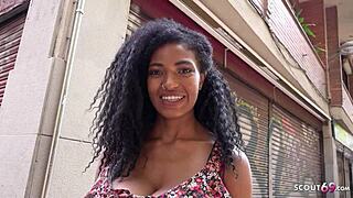 Ever seen slim Latina ebony Tina Fire with huge natural tits get picked up for street action?