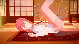 Miss Makima moans, 'I'm orgasming from this hardcore 3D hentai penetration.'