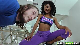 Brick Danger Breaks Ivory Logan's Tight Ebony Pussy In Doggy With Blowjob And Facial!