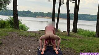 uhh, hardcore ridin by naked blonde outside... cum shot on tits, ya know!