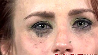 Bound submissive feels intense domination from master