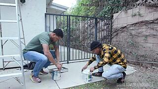 Bella Rolland Solo With Double Dildo Then Roughly Analized By Two Black Workers