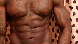 Brunette worships big black hairy cock in solo masturbation