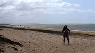 That brunette showing off in thong on Porto Seguro beach