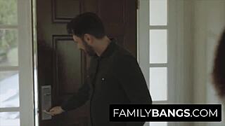 White Stepdad Cums on Black Stepdaughter Scarlit Scandal's Mouth