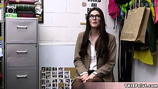 Geeky American teen caught shoplifting meets cop's massive cock