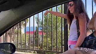 A whore gets lost in the forest and three strangers fill all her holes with cum.