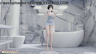 in azur lane, zhenhai performs a naked dance in 3d animation, tik tok style, pure mmd dance for adult fun.