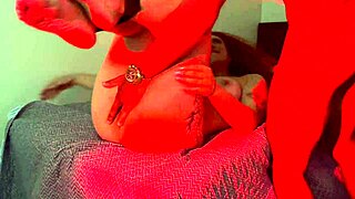 Tattooed Redhead Submissive Cums Tied To Dominator's Dick