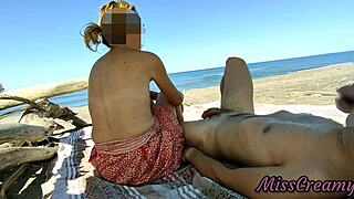 Public Handjob on Nude Beach with Big Cock Cumshot?