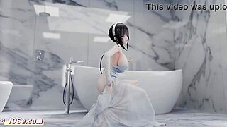 in azur lane, zhenhai performs a naked dance in 3d animation, tik tok style, pure mmd dance for adult fun.