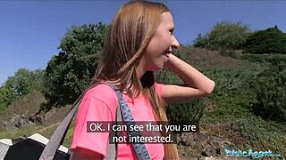 Long-haired babe gets pounded outside in public!