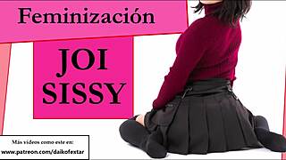 Joi sissy session with feminization, miniskirt, and condom cei for you