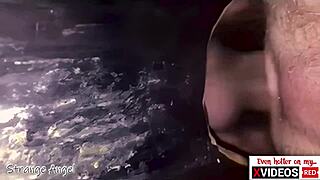 Hot closeup of double creampie at gloryhole with twinks