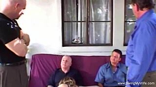 Pancake tits housewife swinger dives into deep anal fun