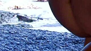 Latina stunner drilled in pussy and ass on beach