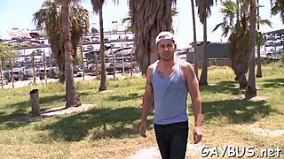 Watch this hunk sucking cock in gay porn