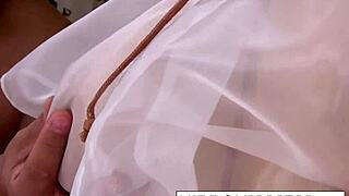 japanese girl handles 4 cocks with huge tits