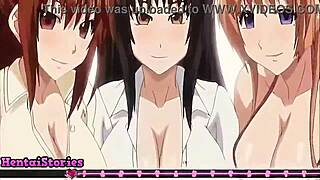 Sexy slut giving a handjob on public transport in the anime game