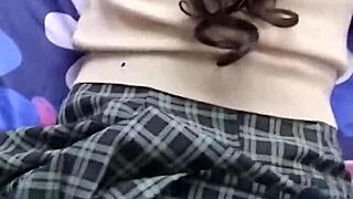 Mexican student in uniform gets wild in homemade clip.