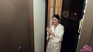 husband fucks neighbor on staircase outdoors while wife takes a rest