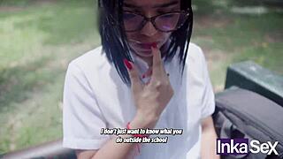 shy 18-year-old schoolgirl with big ass skips class, caught by stranger with huge dick