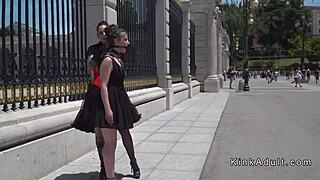 Public humiliation of Spanish slave by mistress in bondage