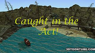 Foxy 3D Lesbian Licked on Boat