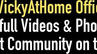 Vicky Vette Strips Naked to Ride Big Cock