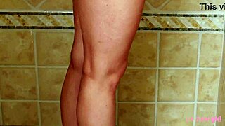 Teen blonde relishes a soothing shower experience with calm vibes