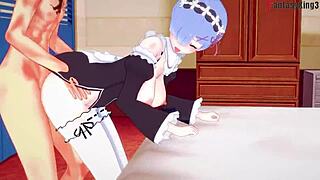 Rem slams hard in 3D maid fantasy