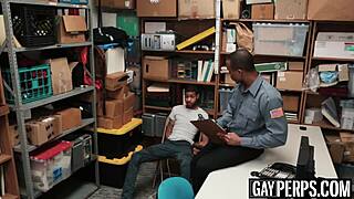 Tattooed ebony thief barebacked rough by security guard, damn!