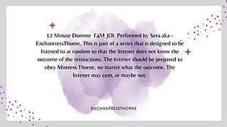 Femdom gives jerk off instructions for cum eating in domination session