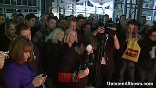 The hot stripper nurse performs on stage, ripping clothes and swallowing cock in the hospital.