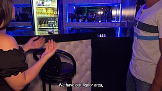 Interracial threesome with VIP client at club pool