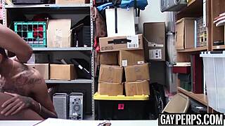 Tattooed ebony thief barebacked rough by security guard, damn!