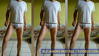 i saw this mature gay man alejandro mistral dancing in wet white underwear, so hot.