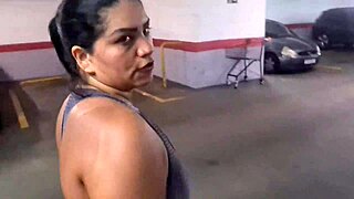 dripping sweat at gym with sweaty panties and feet