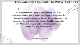 Femdom gives jerk off instructions for cum eating in domination session