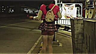 Stunning Tranny Flashes Upskirt in Bold Public Display