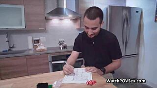 Girlfriend Gives Blowjob To Boyfriend During Homemade Board Game Night With Friends Watching